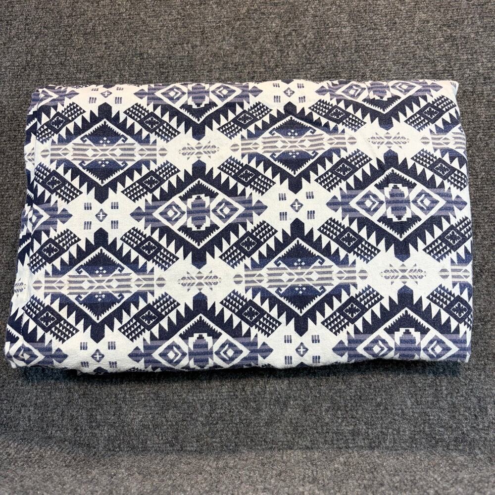 Pendleton Cotton Flannel Flat Sheet 64x97 Blue Southwestern Aztec Print Lodge